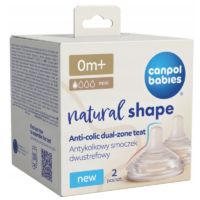 Canpol Babies Butelka Antykolkowa S-Shape Szeroka Smoczek Silikonowy - Antykolkowy smoczek dwustrefowy od 0m 2 szt