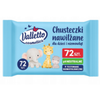 Chusteczki Kosmetyczne - CHUSTECZKI NAWILŻANE VALLETTO DLA DZIECI I NIEMOWLĄT 72SZT, Valletto