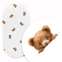 PRZEŚCIERADŁO DO GONDOLI WÓZKA KOŁYSKI BAWEŁNA, Cztery Słonie - A kuku miś na białym