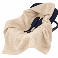 KOCYK DO FOTELIKA Z KAPTURKIEM BOUCLE CZTERY SŁONIE POLSKI PRODUKT - Kocyk do fotelika z kapturkiem Boucle Beige