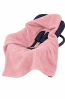 KOCYK DO FOTELIKA Z KAPTURKIEM BOUCLE CZTERY SŁONIE POLSKI PRODUKT - Kocyk do fotelika z kapturkiem Retro Pink