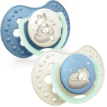Smoczki Dynamiczne Silikonowe, 2szt., Lovi - NIght & Day Boy, 6-18m