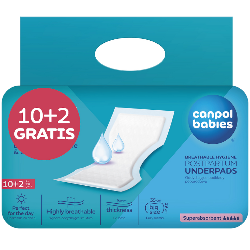 Canpol Oddychające Podkłady Poporodowe, 10+2 szt.; 5102; 73-003_new