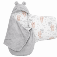 OTULACZ DO FOTELIKA NOSIDEŁKA ZAPINANY CIEPŁY BAWEŁNA PLUSZ PRODUKT POLSKI CZTERY SŁONIE - Teddy, Light Grey