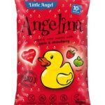BIO Chrupki Kukurydziane dla Niemowląt i Dzieci, Little Angel Bio Saurus - Chrupki kukurydziane ANGELINA Truskawka i Jabłko