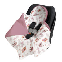 Kocyk do Fotelika Nosidełka Otulacz, Cztery Słonie - Aloha brudny róż VELVET