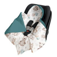 Kocyk do Fotelika Nosidełka Otulacz, Cztery Słonie - Pluszowy miś szmaragdowy VELVET