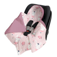 Kocyk do Fotelika Nosidełka Otulacz, Cztery Słonie - Różowa baletnica brudny róż VELVET