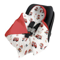 Kocyk do Fotelika Nosidełka Otulacz, Cztery Słonie - Strażak miś rudy VELVET