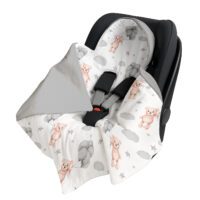 Kocyk do Fotelika Nosidełka Otulacz, Cztery Słonie - Teddy jasnoszary VELVET