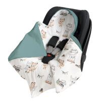 Kocyk do Fotelika Nosidełka Otulacz, Cztery Słonie - Zabawa lisa i królika patynowy VELVET