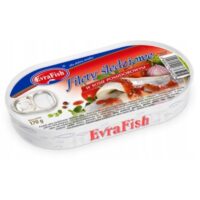 EVRAFISH – konserwy rybne - Filety śledziowe w sosie pomidorowym 170g