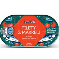EVRAFISH – konserwy rybne - Filety z makreli w sosie pomidorowym 170g