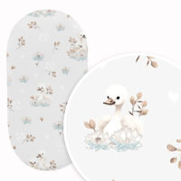 PRZEŚCIERADŁO DO GONDOLI WÓZKA KOŁYSKI BAWEŁNA, Cztery Słonie - Gąski w lotosie beż