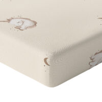 CZTERY SŁONIE Prześcieradło z Gumką do Łóżeczka PRODUKT POLSKI - JEDNOROŻEC NA BEŻU, 120x60