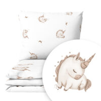 CZTERY SŁONIE Pościel Dziecięca do Łóżeczka 2el PRODUKT POLSKI - Jednorożec na białym, 135x100