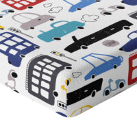 CZTERY SŁONIE Prześcieradło z Gumką do Łóżeczka PRODUKT POLSKI - KOLOROWE SAMOCHODY, 120x60