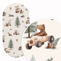 PRZEŚCIERADŁO DO GONDOLI WÓZKA KOŁYSKI BAWEŁNA, Cztery Słonie - Leśna wyprawa