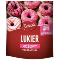 Ciasta Ciasteczka Babeczki Gofry Pierniczki Gotowe Mieszanki i Dekoracje, Delecta - Lukier dekoracyjny różowy 80 g