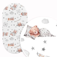 PRZEŚCIERADŁO DO GONDOLI WÓZKA KOŁYSKI BAWEŁNA, Cztery Słonie - Miś śpioch