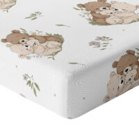 CZTERY SŁONIE Prześcieradło z Gumką do Łóżeczka PRODUKT POLSKI - MISIA RODZINA, 160x80