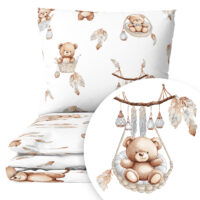CZTERY SŁONIE Pościel Dziecięca do Łóżeczka 2el PRODUKT POLSKI - Misie w koszyczkach biały, 120x90