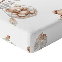 CZTERY SŁONIE Prześcieradło z Gumką do Łóżeczka PRODUKT POLSKI - MISIE W KOSZYCZKACH NA BIAŁYM, 120x60