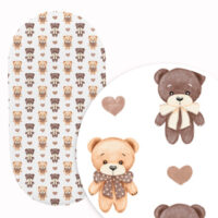 PRZEŚCIERADŁO DO GONDOLI WÓZKA KOŁYSKI BAWEŁNA, Cztery Słonie - Misie z serduszkiem