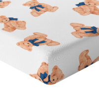 CZTERY SŁONIE Prześcieradło z Gumką do Łóżeczka PRODUKT POLSKI - MISIO Z KOKARDĄ, 90x40