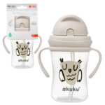Kubek Bidon z Rurką Słomką Uchwyty 300ml, 9m+, Akuku - Sowa