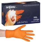Nitrylowe Rękawice Bezpudrowe Easy Care, 100szt., Zarys - Pomarańczowy Gripzzly, XXL