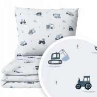 CZTERY SŁONIE Pościel Dziecięca do Łóżeczka 2el PRODUKT POLSKI - SAMOCHODY SZARE, 120x90