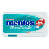 Mentos i Fruittella - Mentos Clean Breath Pastylki Cukierki Bez Cukru Intense Mint Miętowe 21g