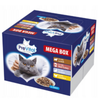 PreVital - Karma dla Kotów - PreVital Megabox z Jagnięciną, Wołowiną, Królikiem i Kurczakiem 24x100g