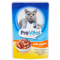 PreVital - Karma dla Kotów - PreVital Saszetka Pełnoporcjowa dla Dorosłych Kotów z Kurczakiem w Sosie 100g