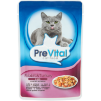 PreVital - Karma dla Kotów - Prevital Saszetka Pełnoporcjowa dla Dorosłych Kotów. Z Indykiem i królikiem w Galaretce 100g