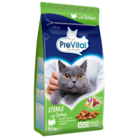 PreVital - Karma dla Kotów - PreVital Sterile Karma Sucha Pełnoporcjowa dla Dorosłych Kotów z Indykiem 1,4kg