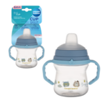 Kubek Niekapek Silikonowym Ustnikiem First Cup, Canpol - Bonjour Niebieski, 150ml