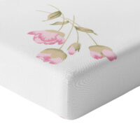 CZTERY SŁONIE Prześcieradło z Gumką do Łóżeczka PRODUKT POLSKI - MUŚLIN RÓŻOWE KWIATY, 120x60