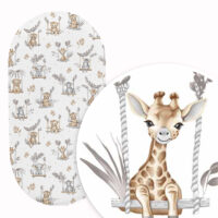 PRZEŚCIERADŁO DO GONDOLI WÓZKA KOŁYSKI BAWEŁNA, Cztery Słonie - SAFARI NA HUŚTAWKACH BEŻ