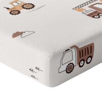 CZTERY SŁONIE Prześcieradło z Gumką do Łóżeczka PRODUKT POLSKI - SAMOCHODY BRĄZOWE, 120x60