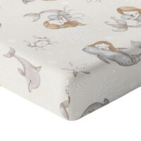 CZTERY SŁONIE Prześcieradło z Gumką do Łóżeczka PRODUKT POLSKI - SYRENKA BEŻ, 90x40