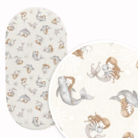 PRZEŚCIERADŁO DO GONDOLI WÓZKA KOŁYSKI BAWEŁNA, Cztery Słonie - Syrenka beż