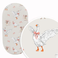 PRZEŚCIERADŁO DO GONDOLI WÓZKA KOŁYSKI BAWEŁNA, Cztery Słonie - Tańczące gąski na tle cappuccino