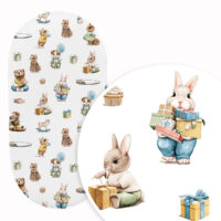 PRZEŚCIERADŁO DO GONDOLI WÓZKA KOŁYSKI BAWEŁNA, Cztery Słonie - Urodzinowe przyjęcie