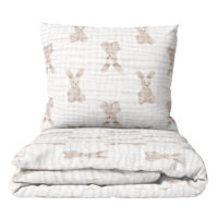 CZTERY SŁONIE Pościel Dziecięca do Łóżeczka 2el PRODUKT POLSKI - Pościel Muślinowa Króliczek, 120x90