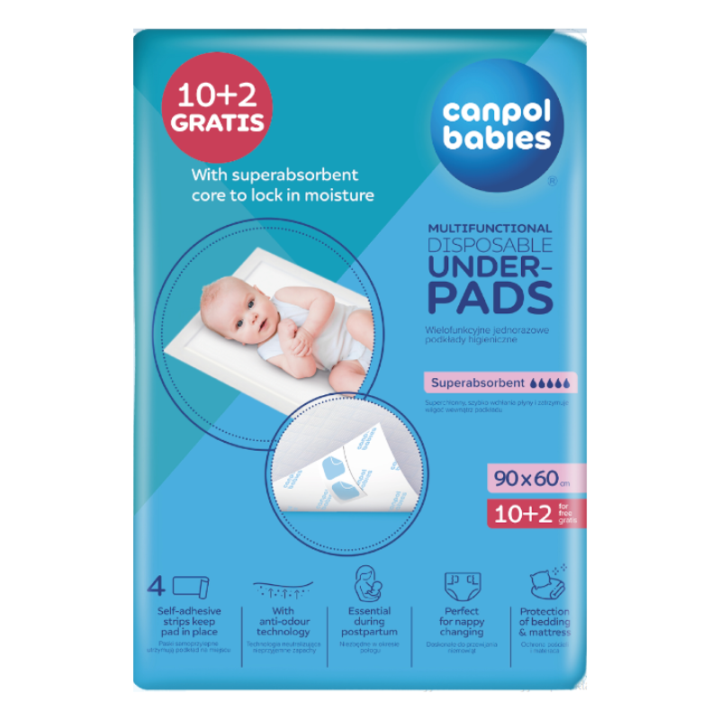 Wielofunkcyjne Jednorazowe Podkłady Higieniczne, 90x60cm; 10+2 szt.