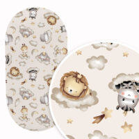 PRZEŚCIERADŁO DO GONDOLI WÓZKA KOŁYSKI BAWEŁNA, Cztery Słonie - Zoo na chmurkach beż