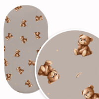 PRZEŚCIERADŁO DO GONDOLI WÓZKA KOŁYSKI BAWEŁNA, Cztery Słonie - Zamyślony miś na beżu