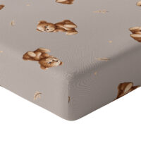 CZTERY SŁONIE Prześcieradło z Gumką do Łóżeczka PRODUKT POLSKI - ZAMYŚLONY MIŚ NA BEŻU, 120x60